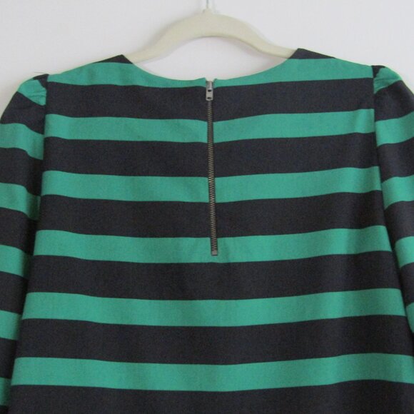Zara Striped Top Small Green Navy Blue Business Casual Office Preppy - Picture 7 of 10